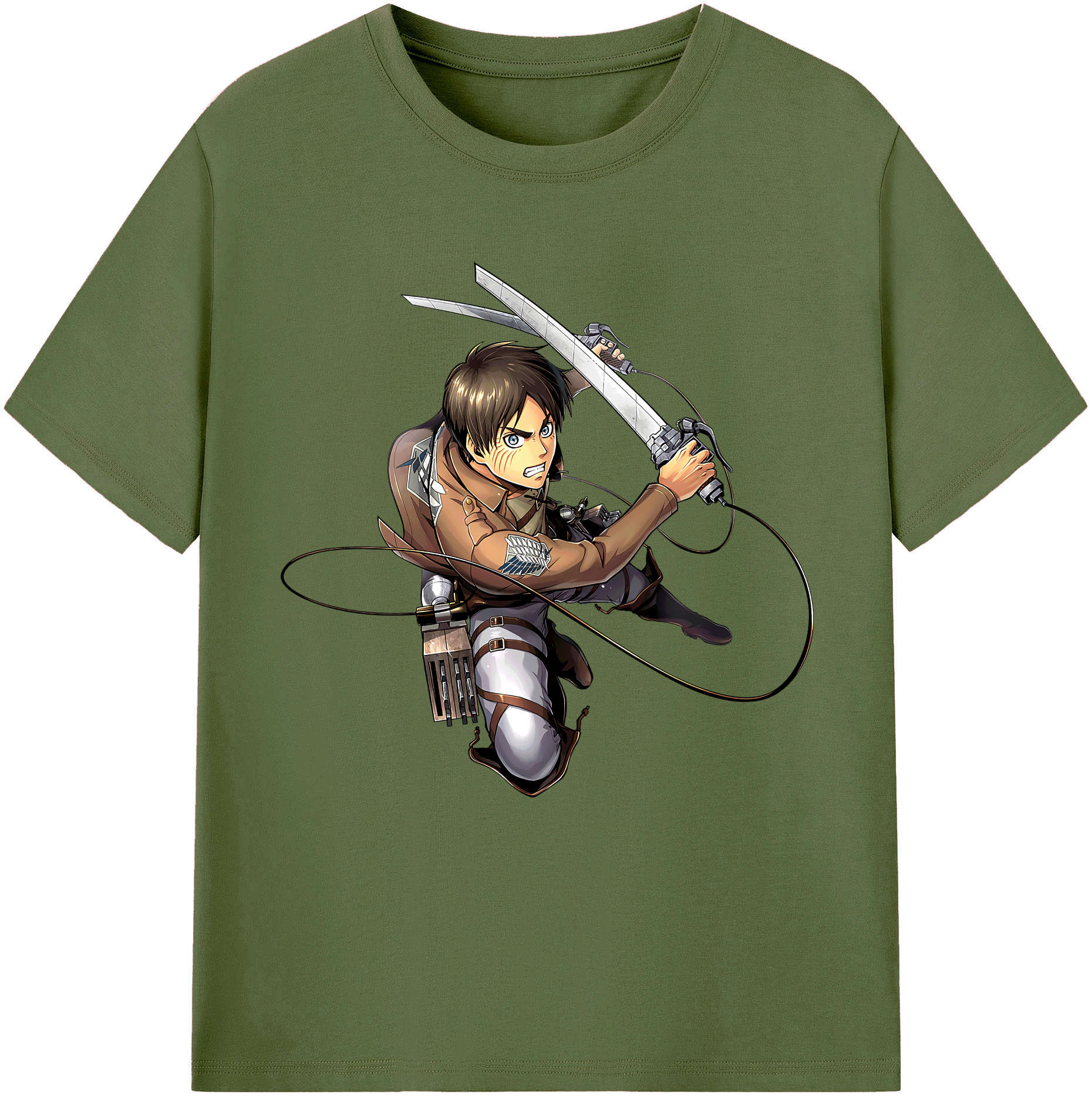 （画像用） 進撃の巨人 エレン･イェーガー Attack on Titan Eren Jäger 綿100％半袖Tシャツ（フロントプリント）